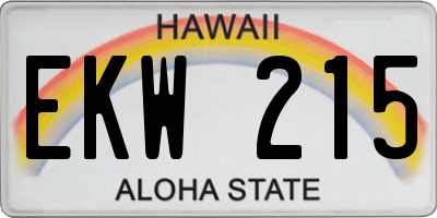 HI license plate EKW215
