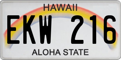 HI license plate EKW216