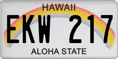 HI license plate EKW217