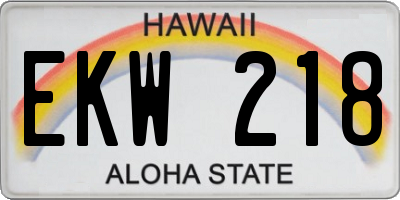 HI license plate EKW218
