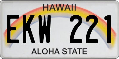 HI license plate EKW221