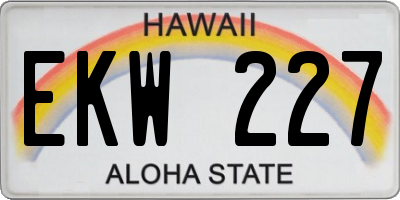 HI license plate EKW227