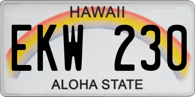 HI license plate EKW230
