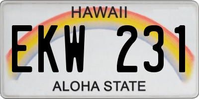 HI license plate EKW231