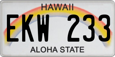 HI license plate EKW233