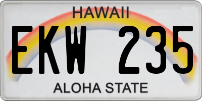 HI license plate EKW235