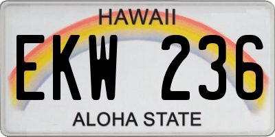 HI license plate EKW236