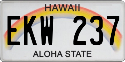 HI license plate EKW237
