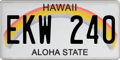 HI license plate EKW240