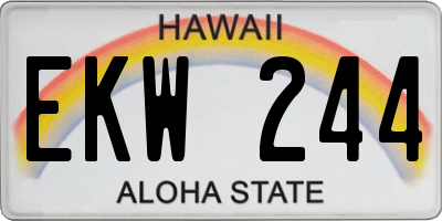 HI license plate EKW244