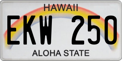 HI license plate EKW250