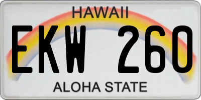 HI license plate EKW260