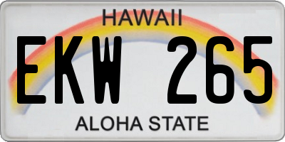 HI license plate EKW265
