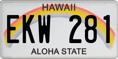 HI license plate EKW281