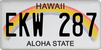 HI license plate EKW287