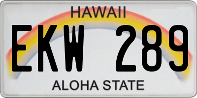 HI license plate EKW289