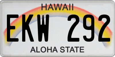 HI license plate EKW292