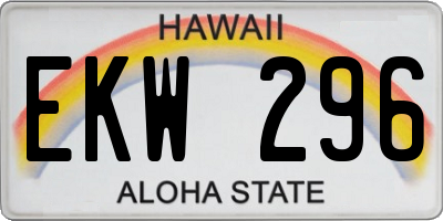HI license plate EKW296