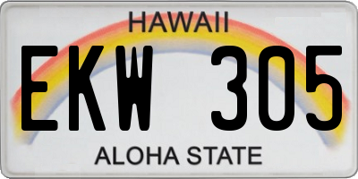 HI license plate EKW305