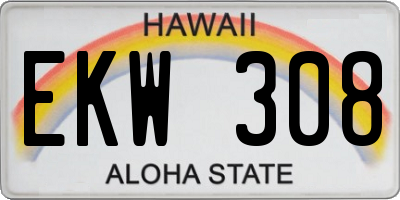 HI license plate EKW308