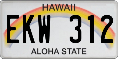 HI license plate EKW312