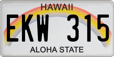 HI license plate EKW315