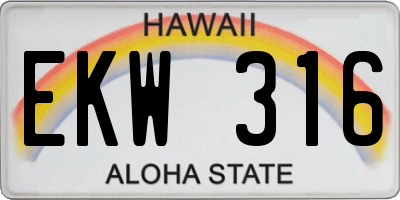 HI license plate EKW316