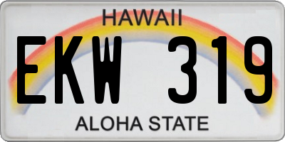 HI license plate EKW319