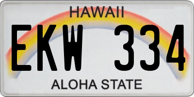 HI license plate EKW334