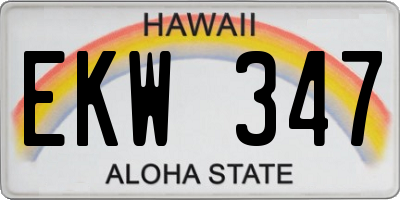 HI license plate EKW347