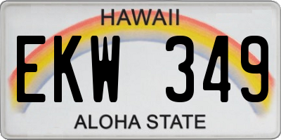 HI license plate EKW349