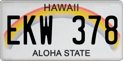 HI license plate EKW378