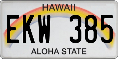 HI license plate EKW385