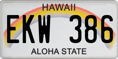 HI license plate EKW386