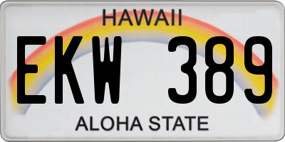 HI license plate EKW389