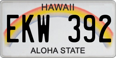 HI license plate EKW392