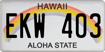 HI license plate EKW403