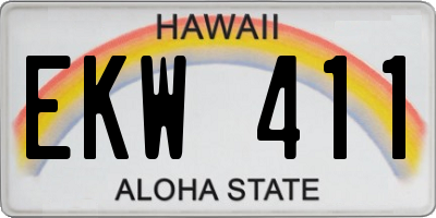 HI license plate EKW411