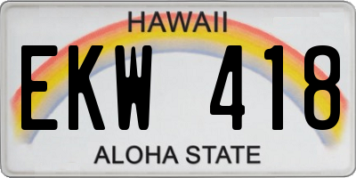 HI license plate EKW418