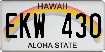 HI license plate EKW430