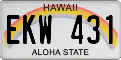 HI license plate EKW431