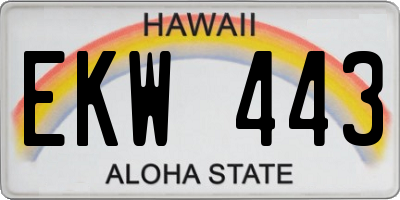 HI license plate EKW443
