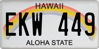 HI license plate EKW449