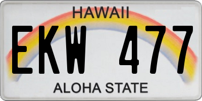 HI license plate EKW477