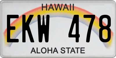 HI license plate EKW478