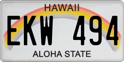 HI license plate EKW494