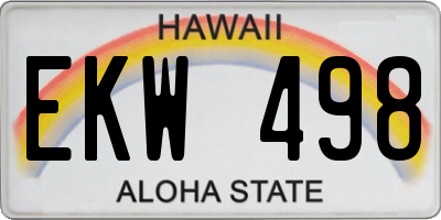 HI license plate EKW498