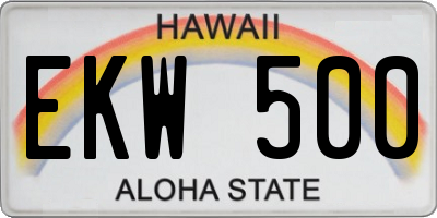 HI license plate EKW500