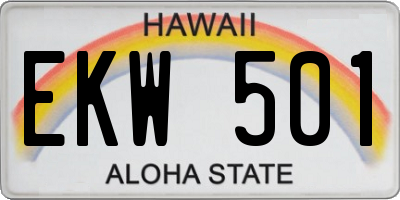 HI license plate EKW501