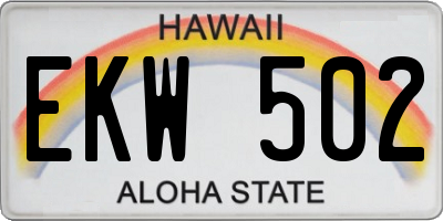 HI license plate EKW502